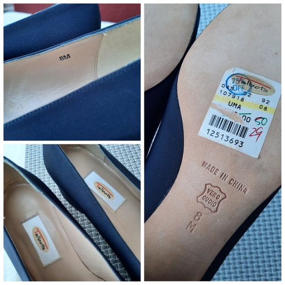 Vintage 90's Talbots Satin Slipper Bow Pumps Chunky Heels Deadstock NEW - Picture 8 of 10